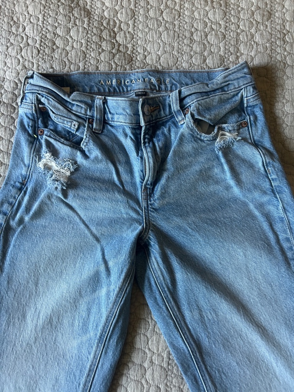 American Eagle Outfitters Light Blue Boyfriend Jeans with Rips